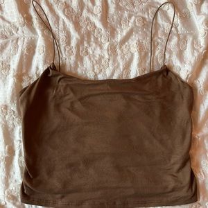 Brown spaghetti strap aesthetic crop top